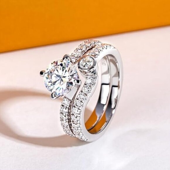 Jewelry - Moissanite Ring 2.18CTTW D Color VVS1 Clarity Round Brilliant Cut